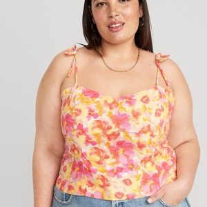 New Old Navy Fitted Linen Blend Crop Top Floral Sweetheart Fairy Cottage XXL